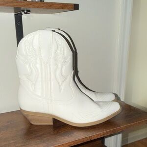 Soda White Western Ankle Booties